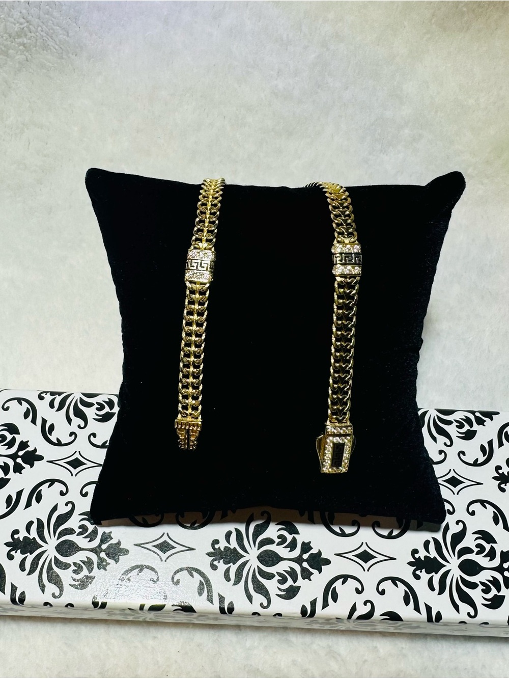 14k Solid Yellow Gold GREEK KEY Design Bracelet 7.8” New Bracelet